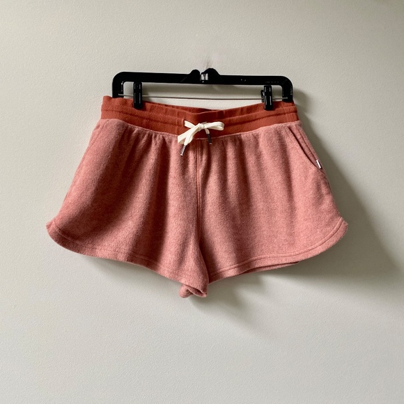 FEAT CLOTHING BlanketBlend Fleece Drawstring Lounge Shorts in Cayenne - Size S/1 - Picture 3 of 8